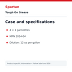 Spartan Tough On Grease case pack and specifications