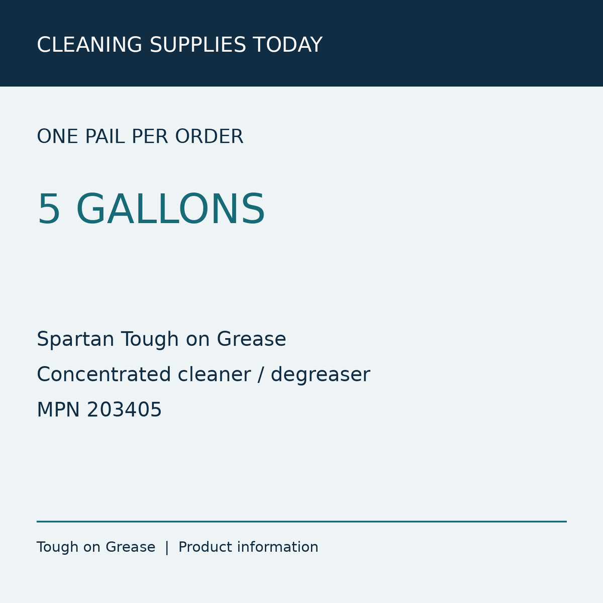 Spartan Tough on Grease 203405 — pack information