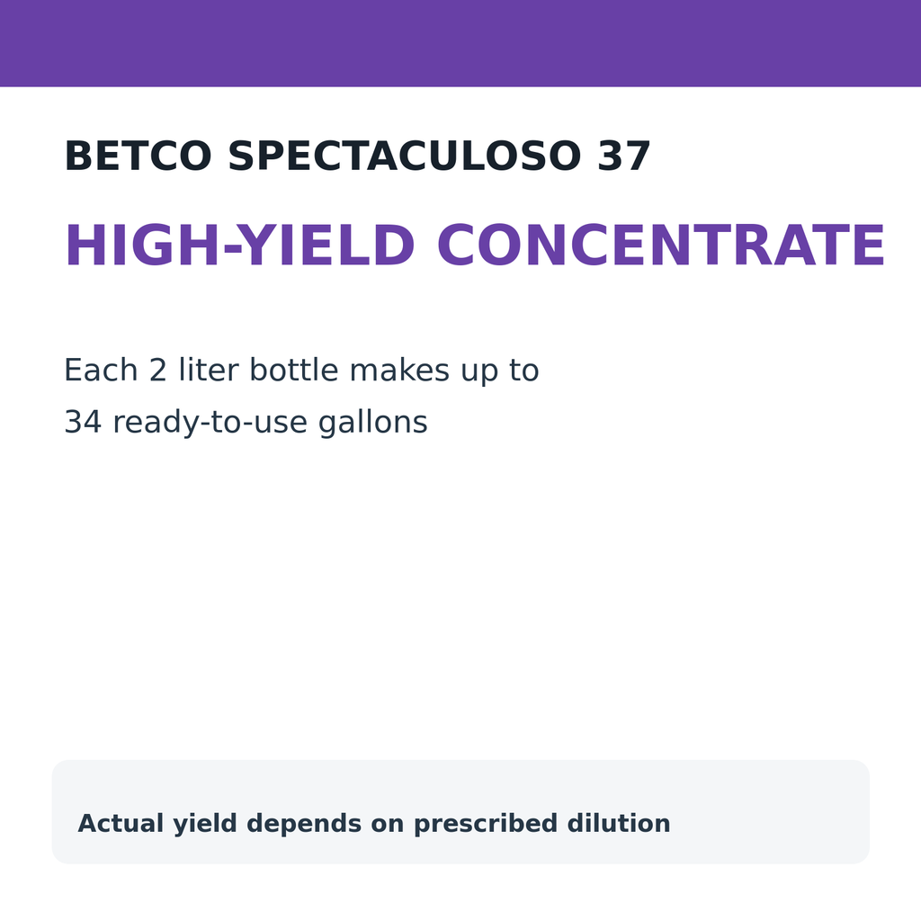 Betco Spectaculoso concentrate yield information