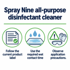 Spray Nine label-use precautions information graphic