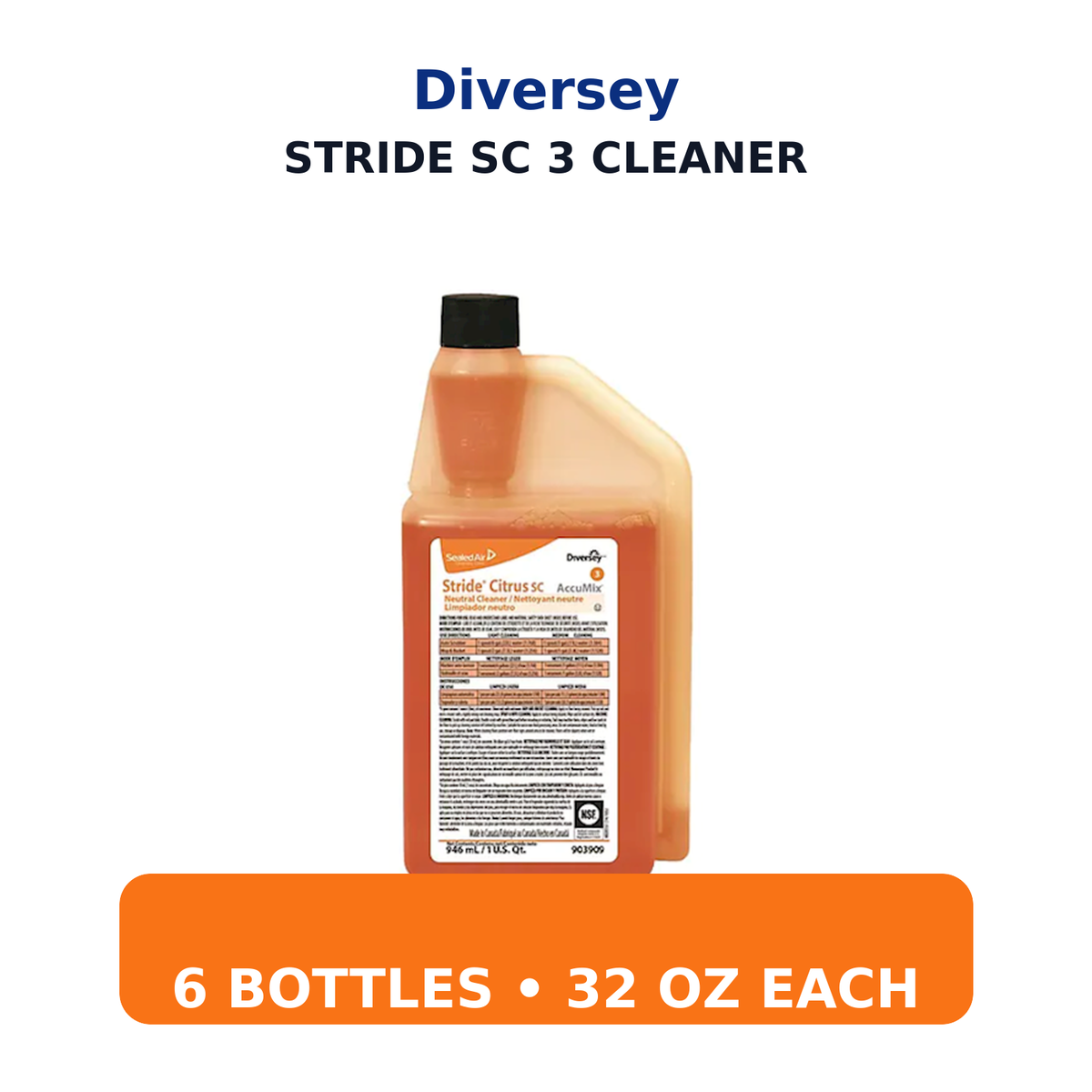 Diversey Stride SC 3 AccuMix Neutral Cleaner package quantity and what you receive