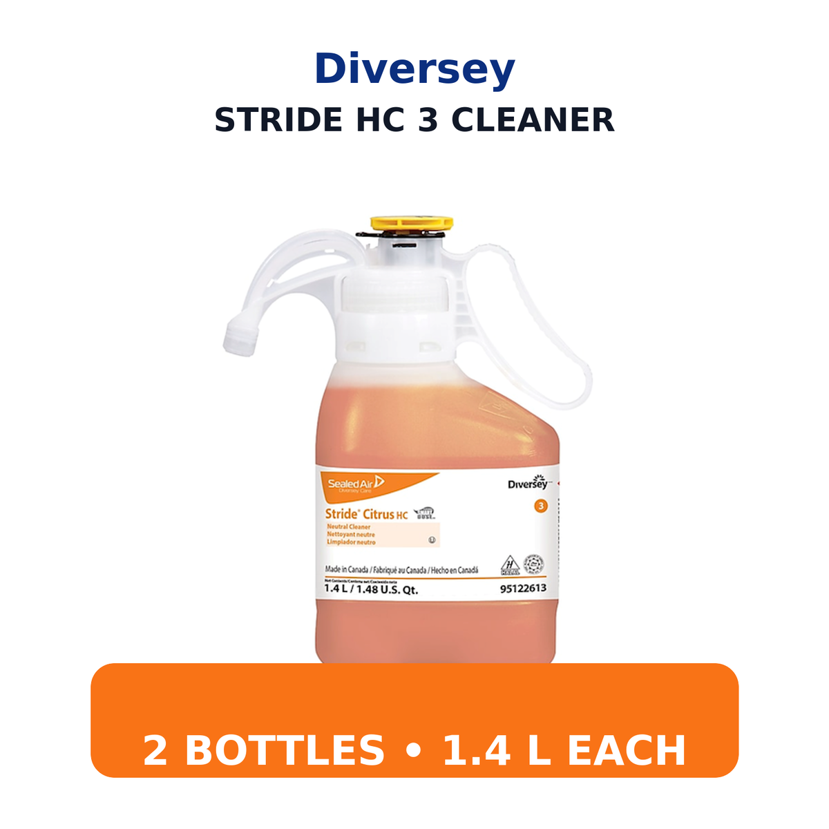 Diversey Stride HC 3 SmartDose Neutral Cleaner package quantity and what you receive