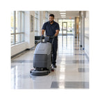 Commercial floor cleaning with an automatic scrubber