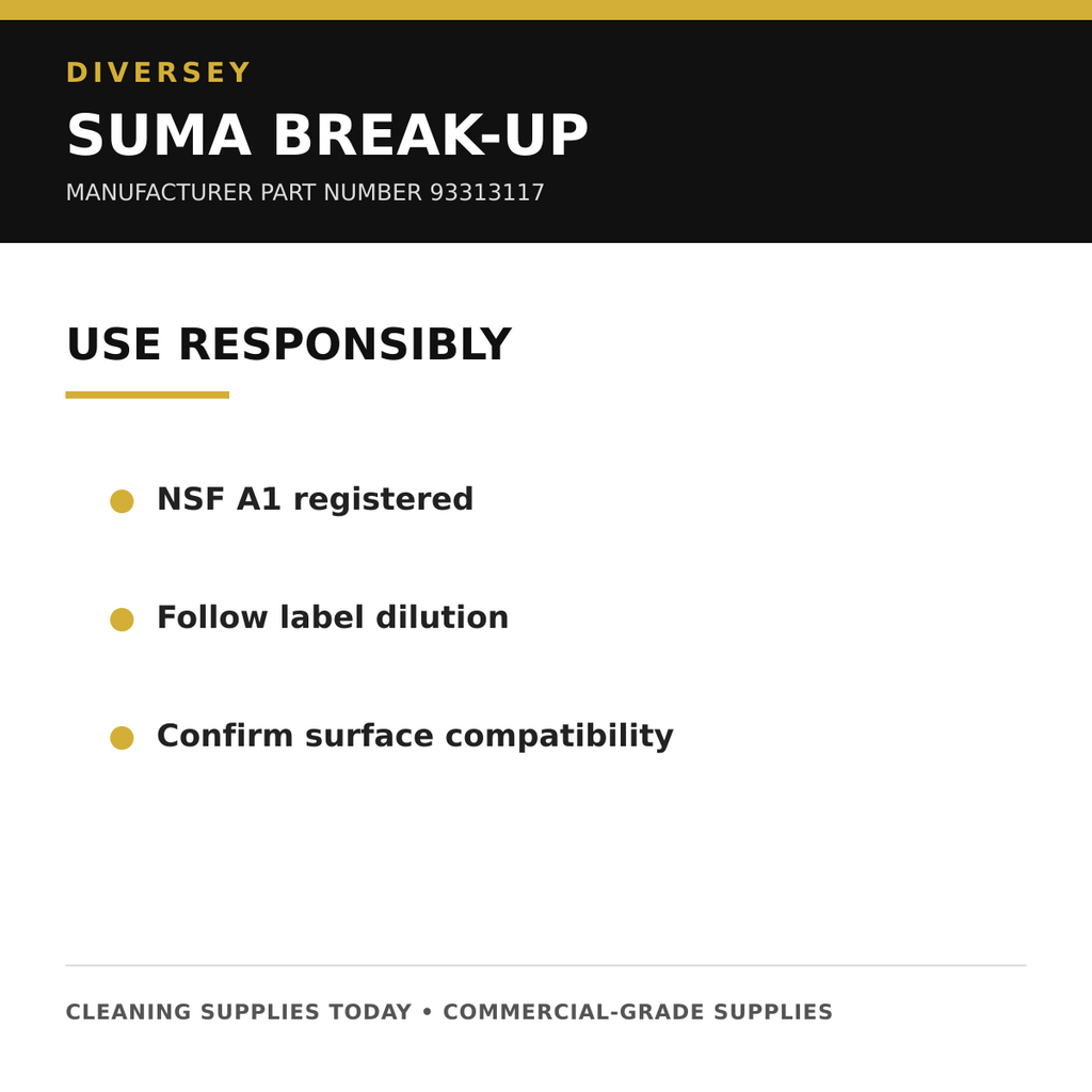 Diversey Suma Break-Up safe-use guidance