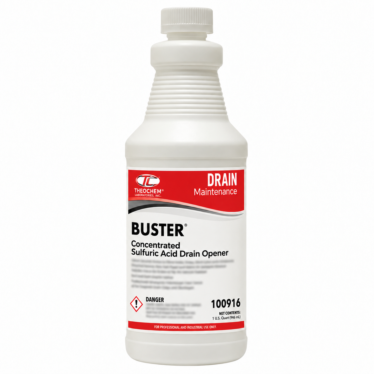 Theochem Buster Sulfuric Acid Drain Cleaner 1 Qt bottle, case of 12