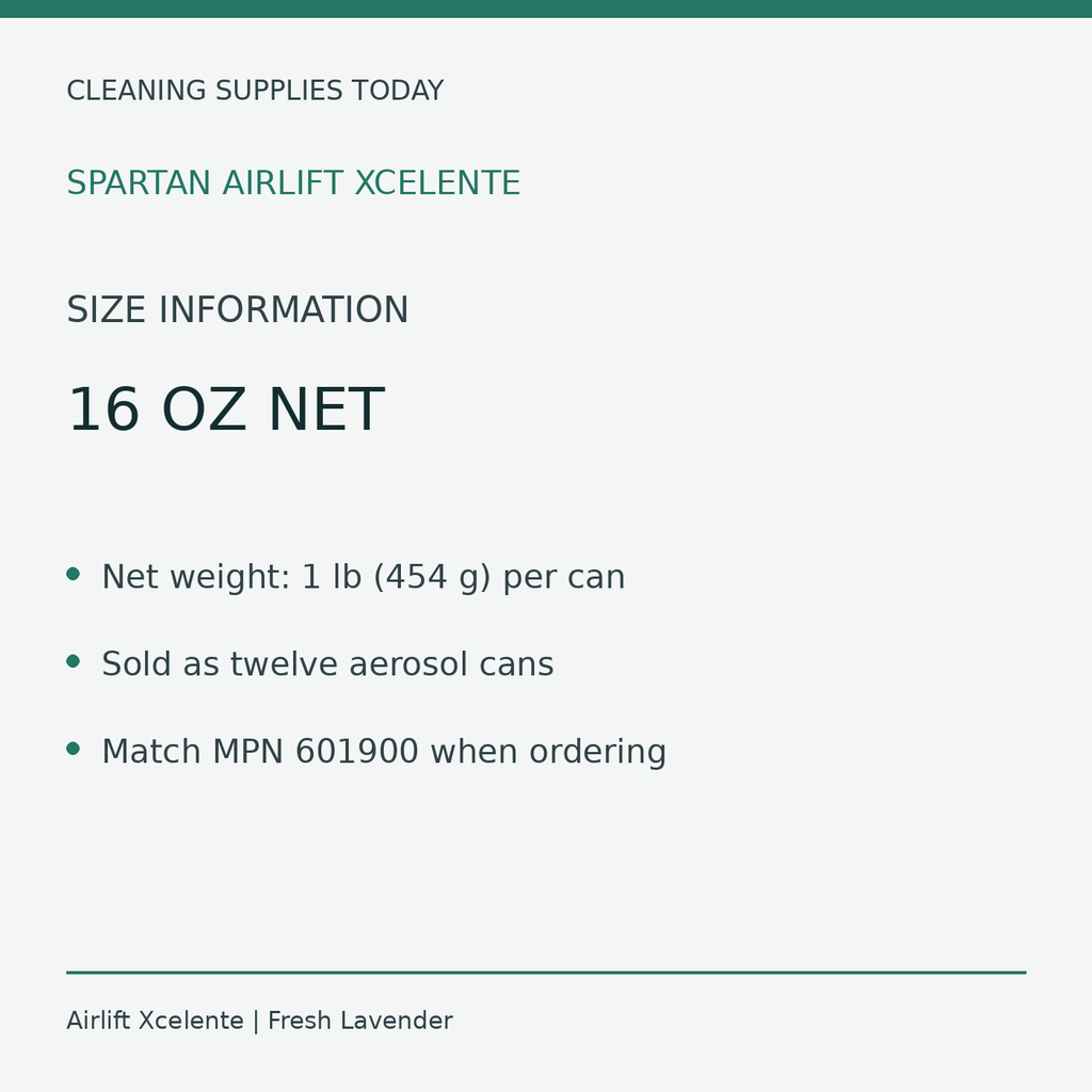 Spartan Airlift Xcelente 601900 net weight: 16 oz per can