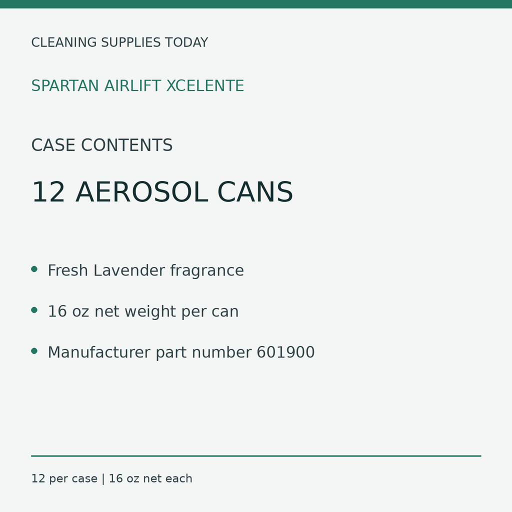 Spartan Airlift Xcelente 601900: twelve 16 oz net aerosol cans