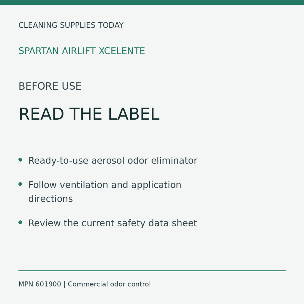 Spartan Airlift Xcelente 601900 label and ventilation guidance