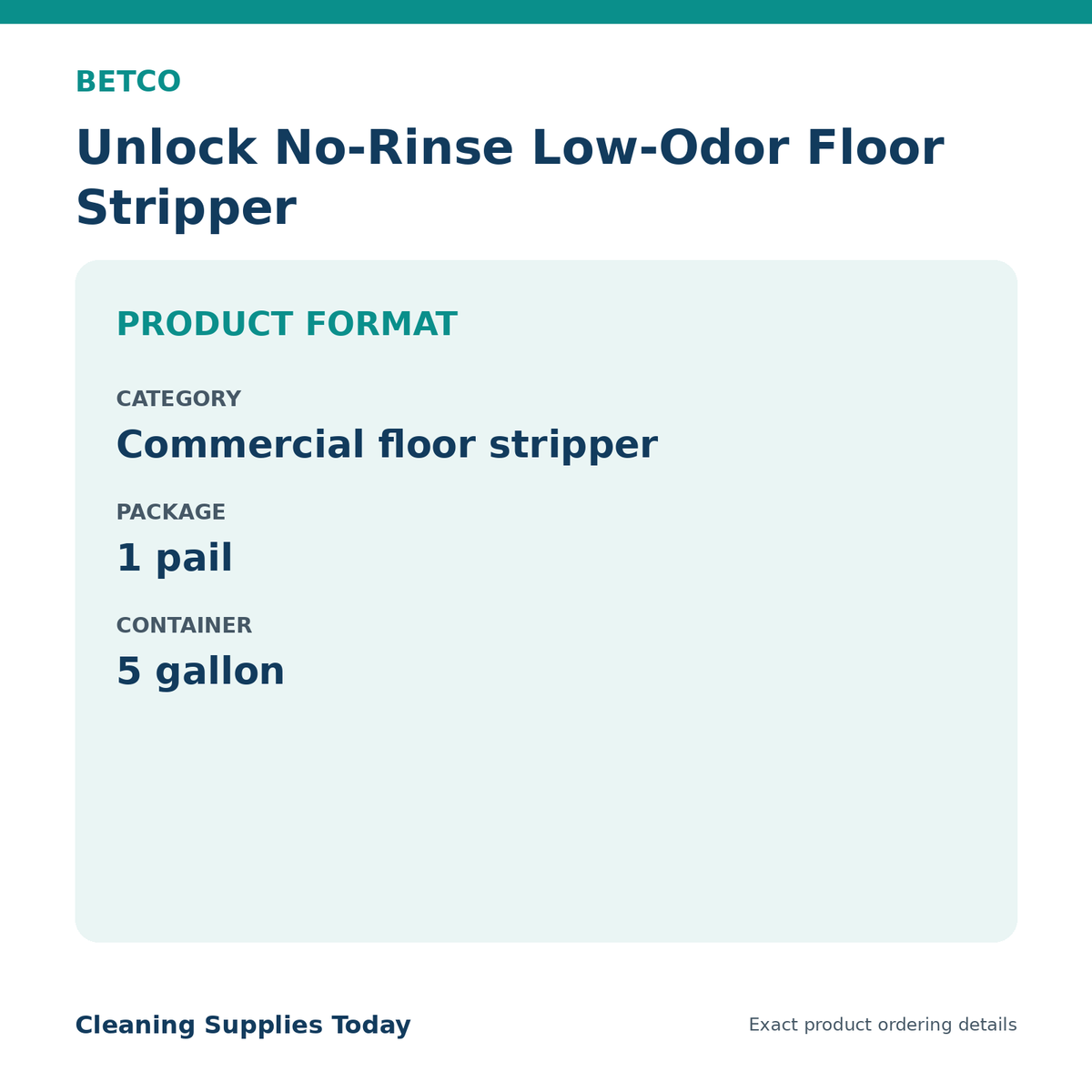 Betco Unlock commercial floor stripper product format