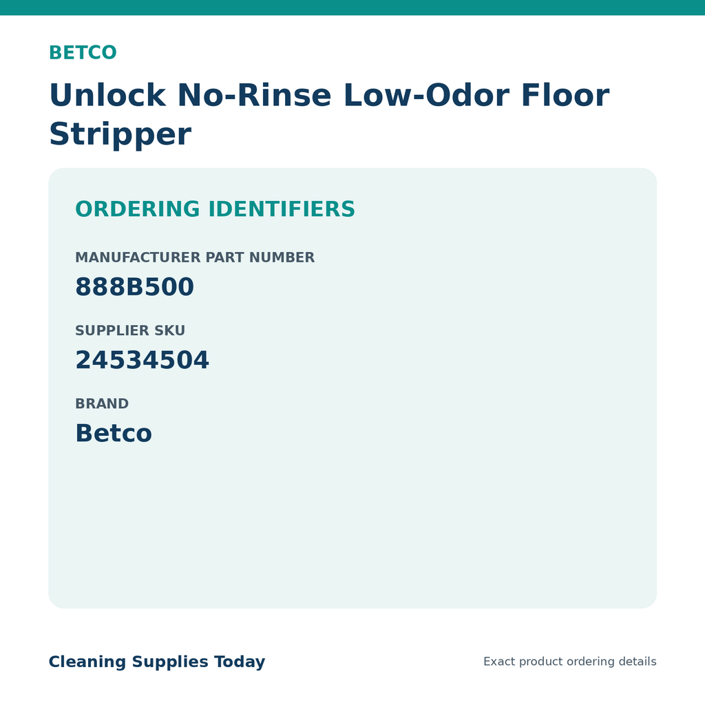 Betco Unlock ordering identifiers MPN 888B500