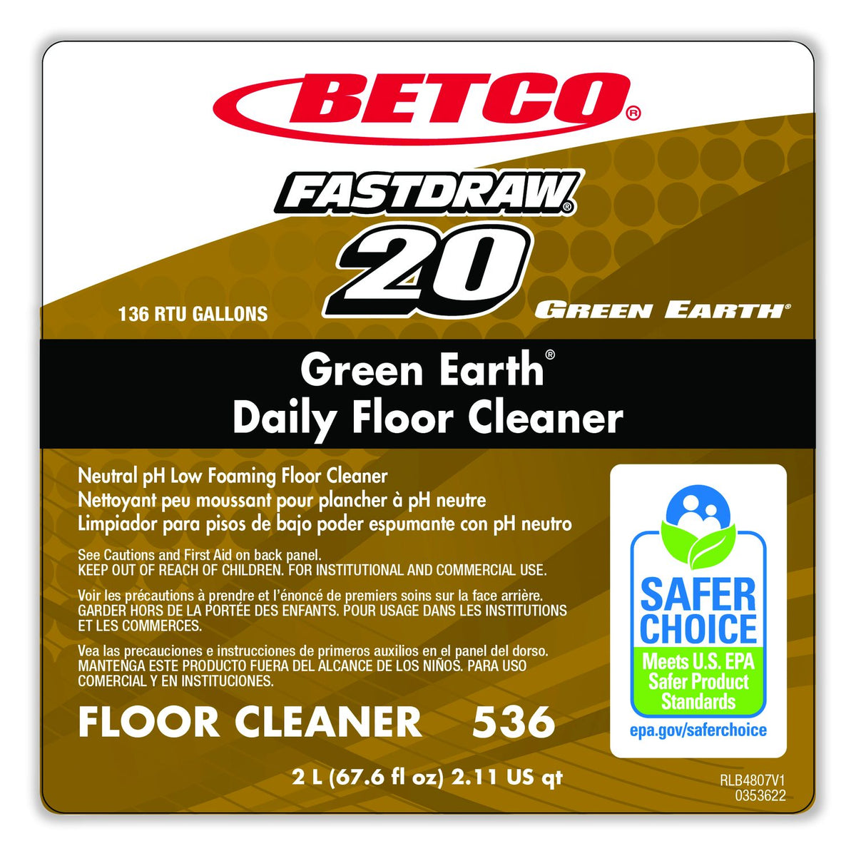 Betco Green Earth Daily Floor Cleaner 5364700 front label