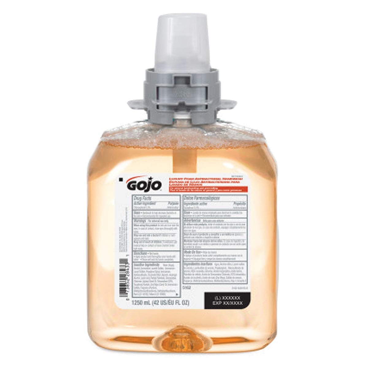 GOJO 5162-04 Luxury Foam Antibacterial Handwash 1250 mL refill back label