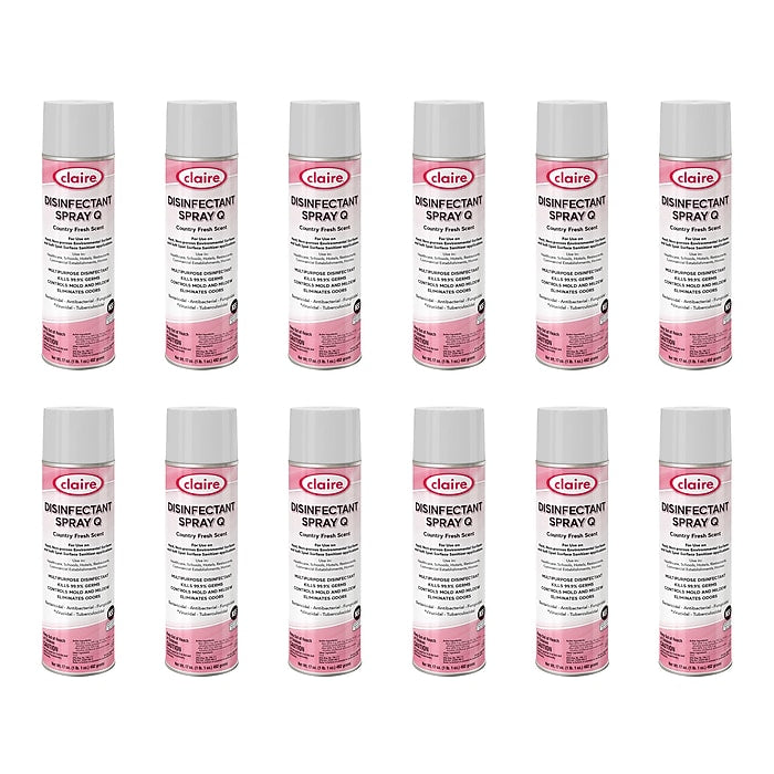 Claire Spray Q Country Fresh 17-ounce aerosol disinfectant, sold 12 cans per carton