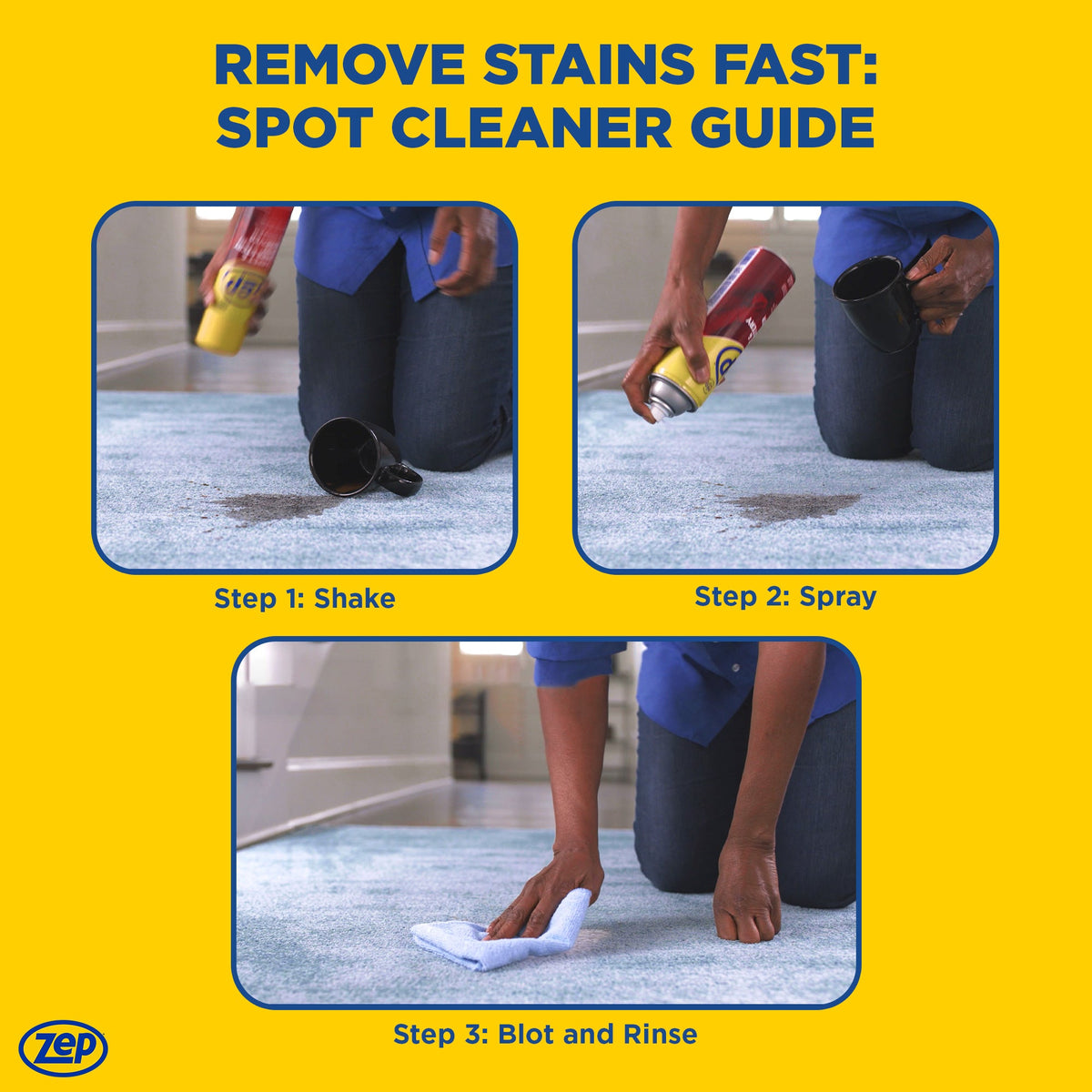 Zep ZUSPOT19 manufacturer spot-removal directions; offer includes 10 cans