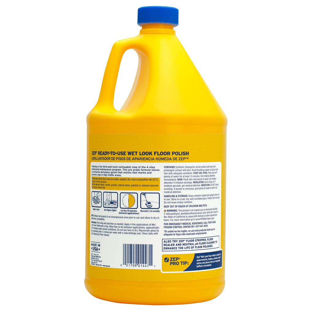 Zep ZUWLFF128 one-gallon bottle back label; offer contains 8 one-gallon bottles