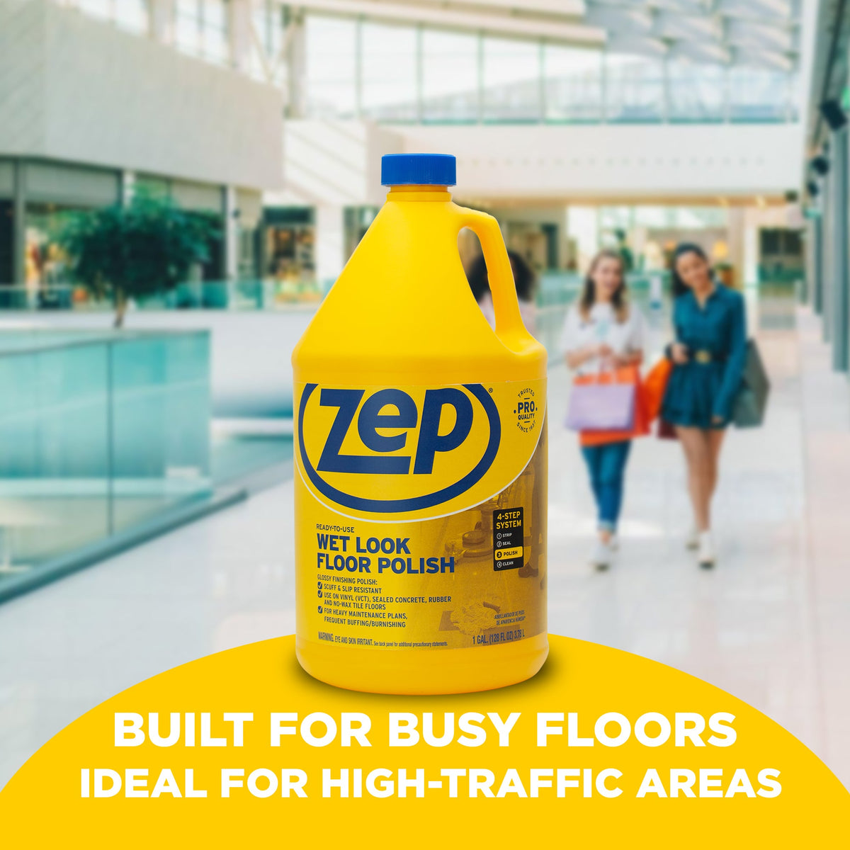 Zep ZUWLFF128 product-in-place manufacturer feature photo; offer contains 8 one-gallon bottles