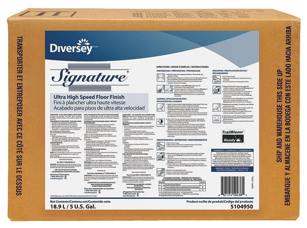 Diversey Signature ProX UHS Floor Finish 20% Solids 5 Gallon BIB | High Gloss Commercial Finish