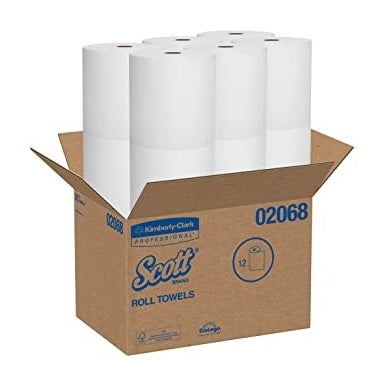 Scott Essential White Hardwound Paper Towel Rolls – 1-Ply, High Capacity, Case of 6